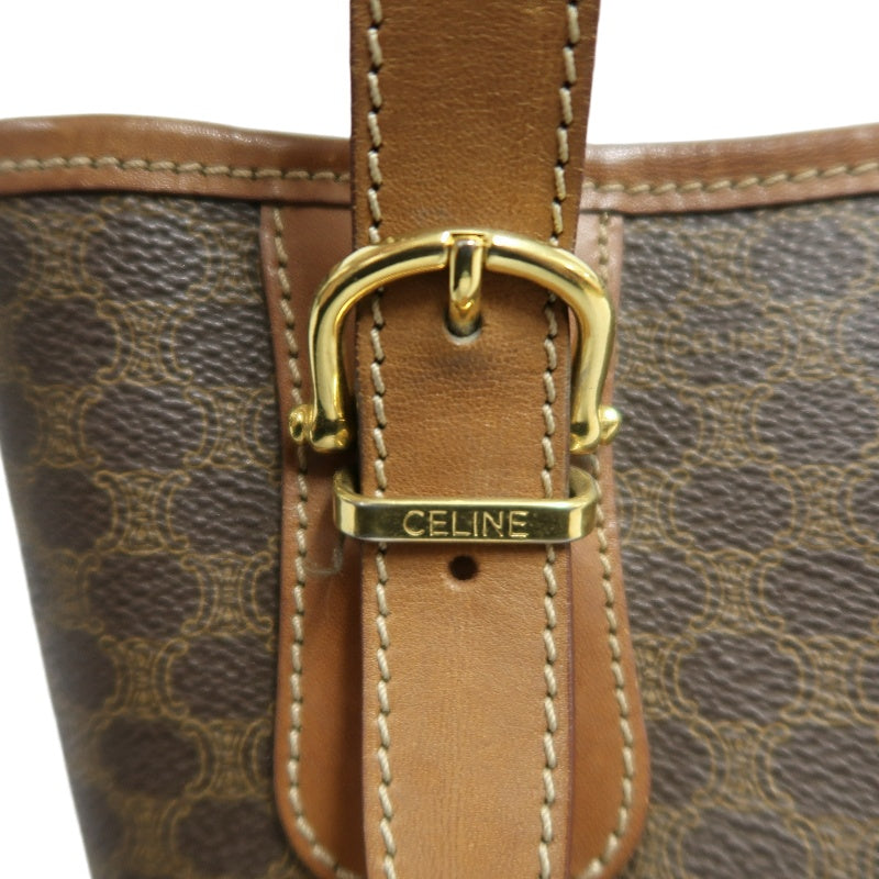 CELINE Macadam Tote Bag Brown Gold Hardware