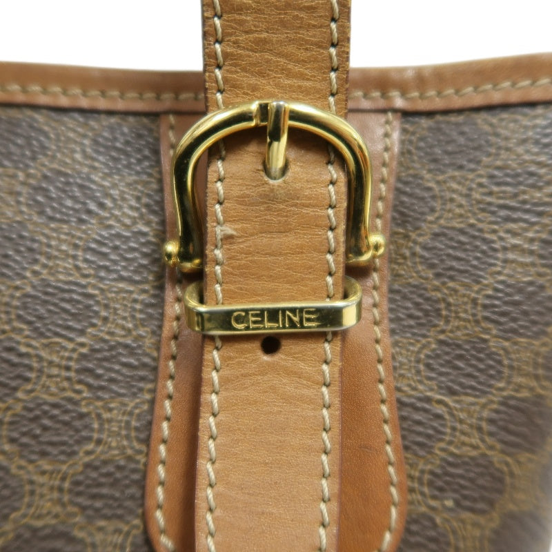 CELINE Macadam Tote Bag Brown Gold Hardware