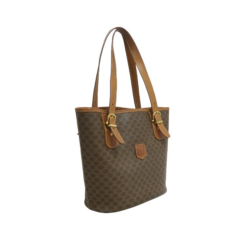 CELINE Macadam Tote Bag Brown Gold Hardware