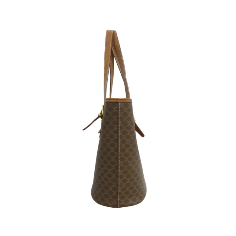 CELINE Macadam Tote Bag Brown Gold Hardware