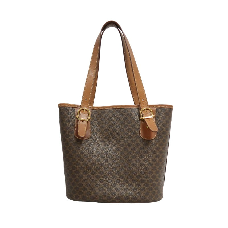 CELINE Macadam Tote Bag Brown Gold Hardware