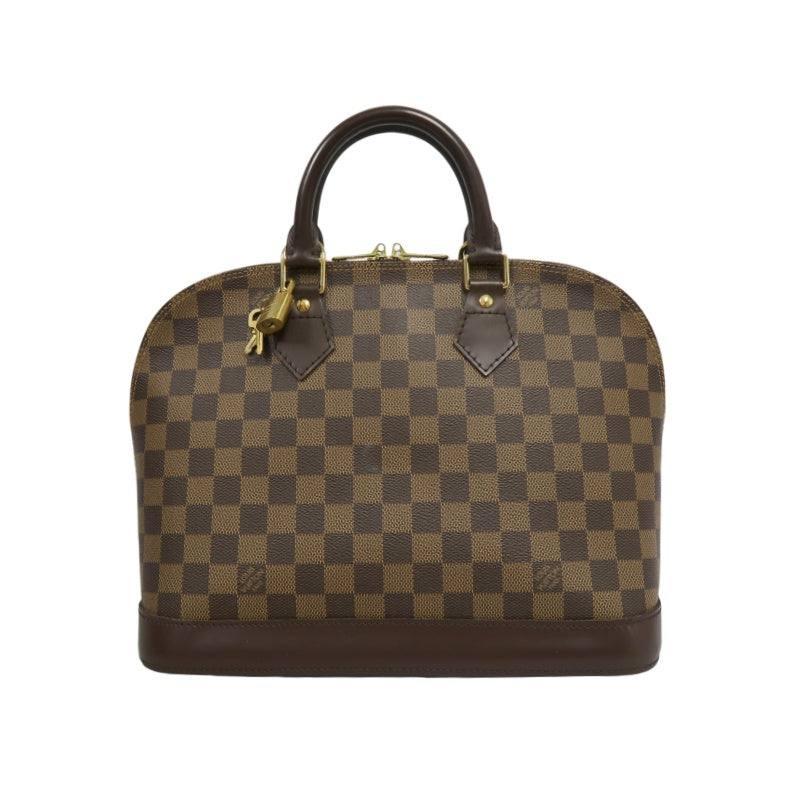 LOUIS VUITTON Damier Alma Handbag  Brown Gold Hardware N51131 with Padlock・two Keys