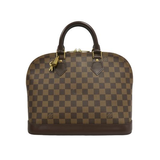 LOUIS VUITTON Damier Alma Handbag  Brown Gold Hardware N51131 with Padlock・two Keys