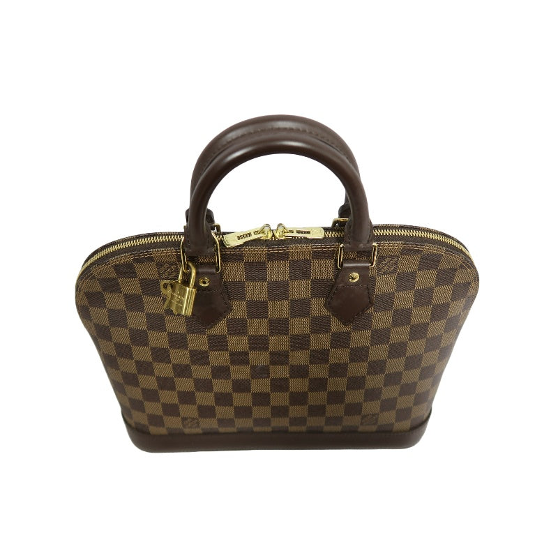 LOUIS VUITTON Damier Alma Handbag  Brown Gold Hardware N51131 with Padlock・two Keys