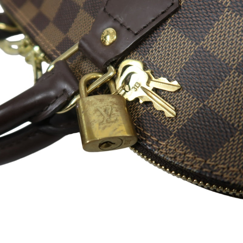 LOUIS VUITTON Damier Alma Handbag  Brown Gold Hardware N51131 with Padlock・two Keys