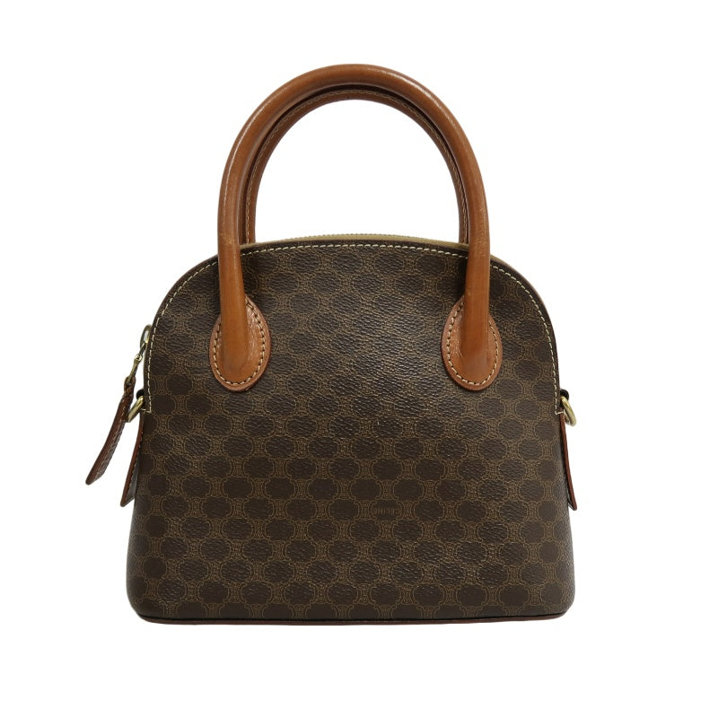 CELINE Macadam Handbag 2way with Shoulder StrapLeather 　Brown Gold Hardware