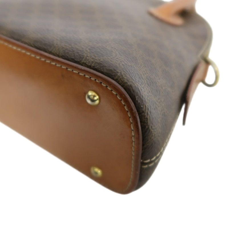 CELINE Macadam Handbag 2way with Shoulder StrapLeather 　Brown Gold Hardware