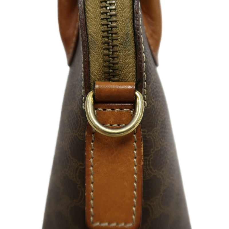 CELINE Macadam Handbag 2way with Shoulder StrapLeather 　Brown Gold Hardware
