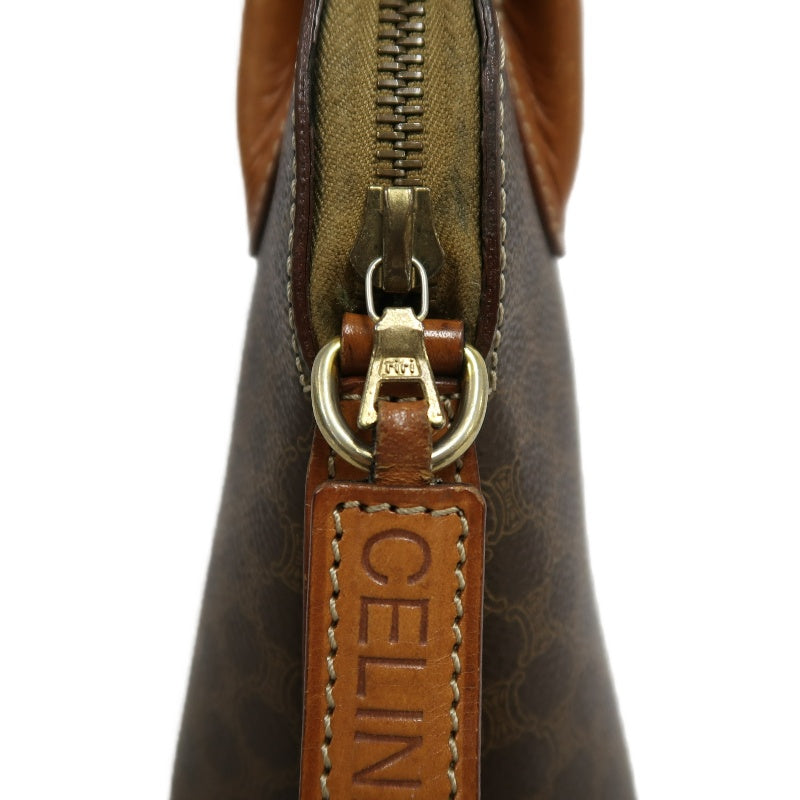 CELINE Macadam Handbag 2way with Shoulder StrapLeather 　Brown Gold Hardware