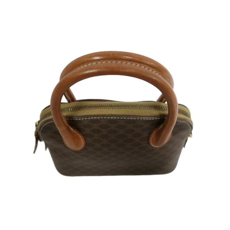 CELINE Macadam Handbag 2way with Shoulder StrapLeather 　Brown Gold Hardware