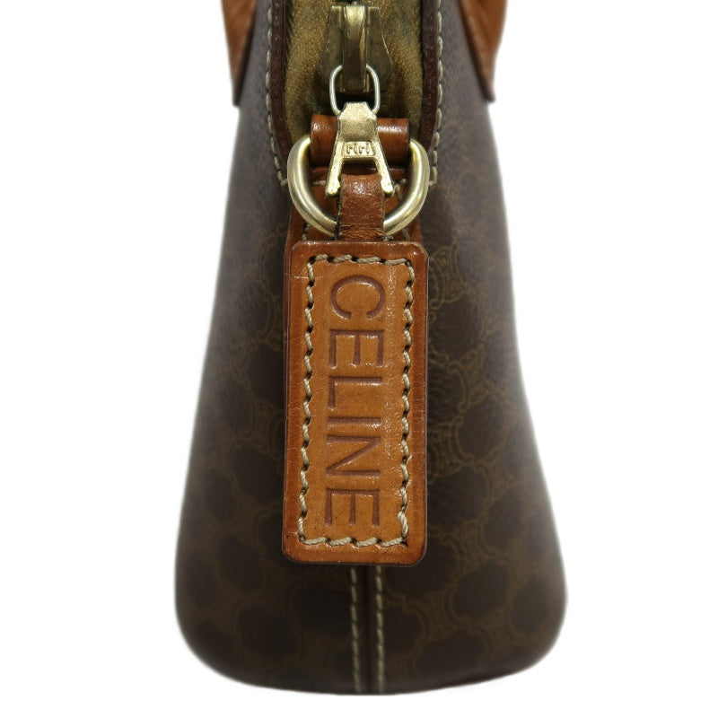 CELINE Macadam Handbag 2way with Shoulder StrapLeather 　Brown Gold Hardware