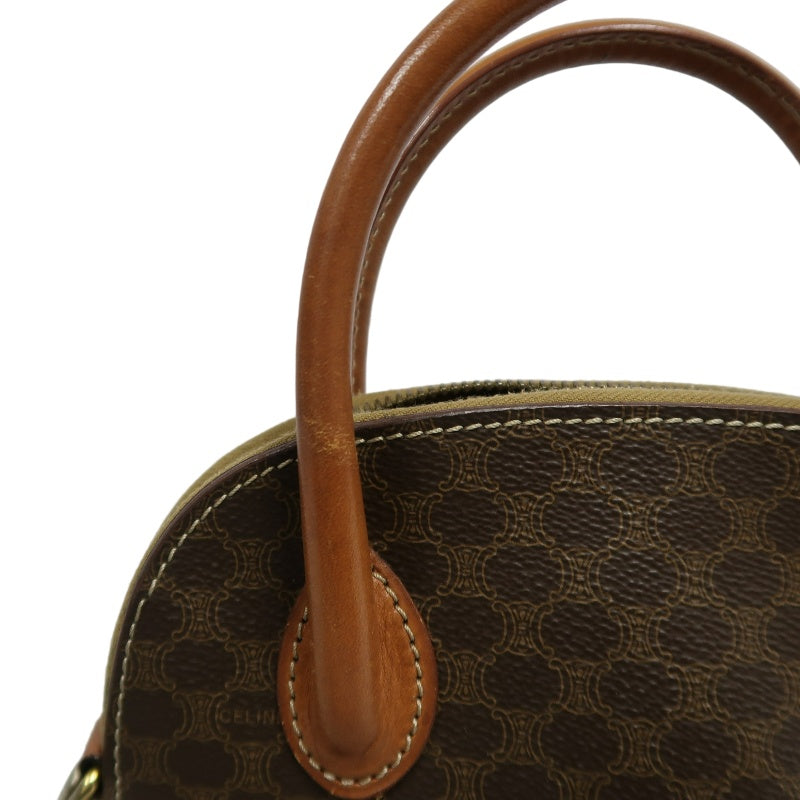 CELINE Macadam Handbag 2way with Shoulder StrapLeather 　Brown Gold Hardware
