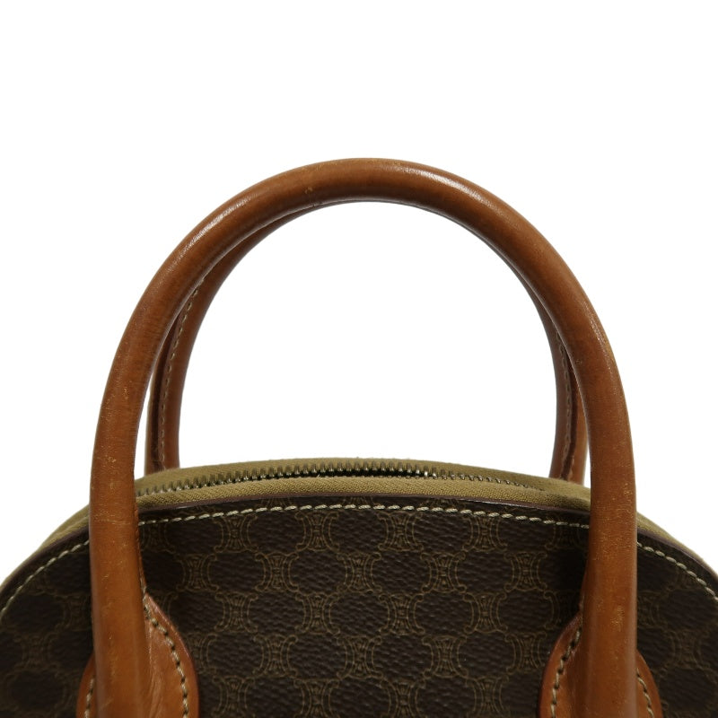 CELINE Macadam Handbag 2way with Shoulder StrapLeather 　Brown Gold Hardware
