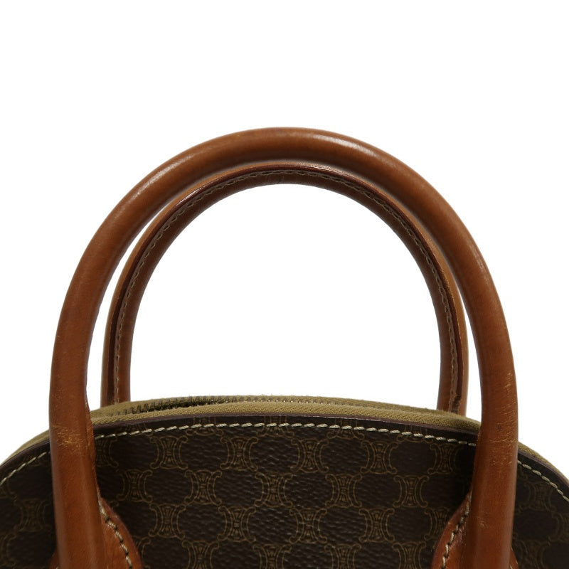 CELINE Macadam Handbag 2way with Shoulder StrapLeather 　Brown Gold Hardware