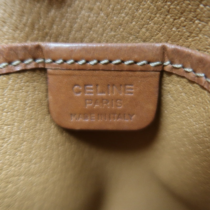 CELINE Macadam Handbag 2way with Shoulder StrapLeather 　Brown Gold Hardware
