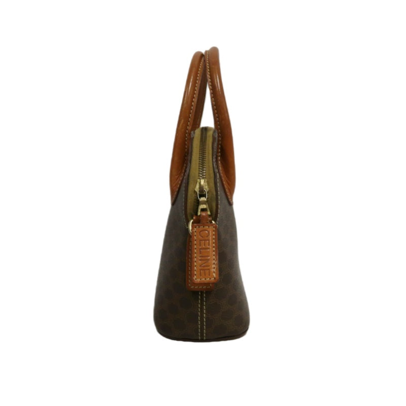 CELINE Macadam Handbag 2way with Shoulder StrapLeather 　Brown Gold Hardware