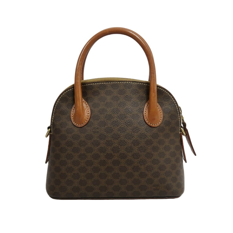 CELINE Macadam Handbag 2way with Shoulder StrapLeather 　Brown Gold Hardware