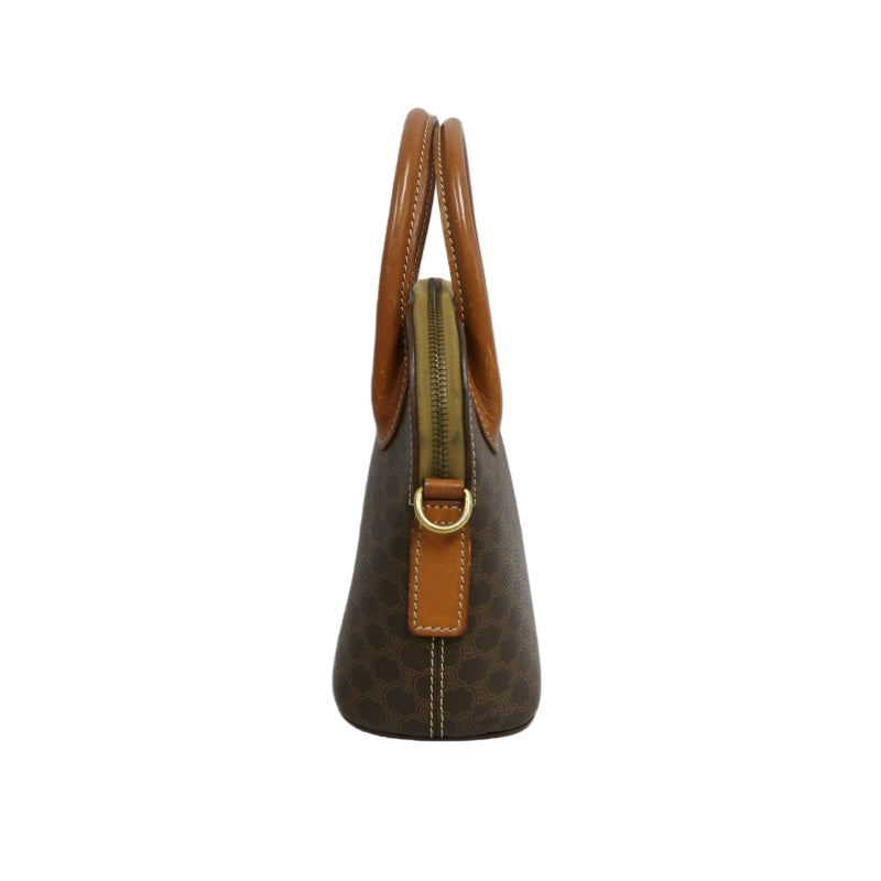 CELINE Macadam Handbag 2way with Shoulder StrapLeather 　Brown Gold Hardware