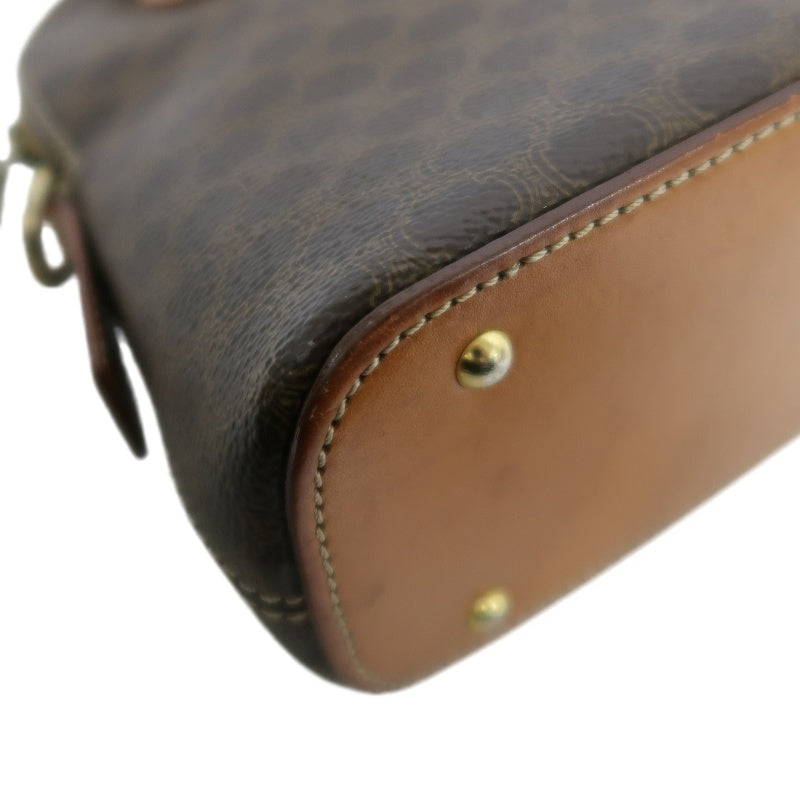 CELINE Macadam Handbag 2way with Shoulder StrapLeather 　Brown Gold Hardware