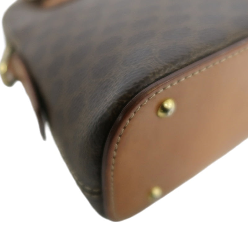 CELINE Macadam Handbag 2way with Shoulder StrapLeather 　Brown Gold Hardware
