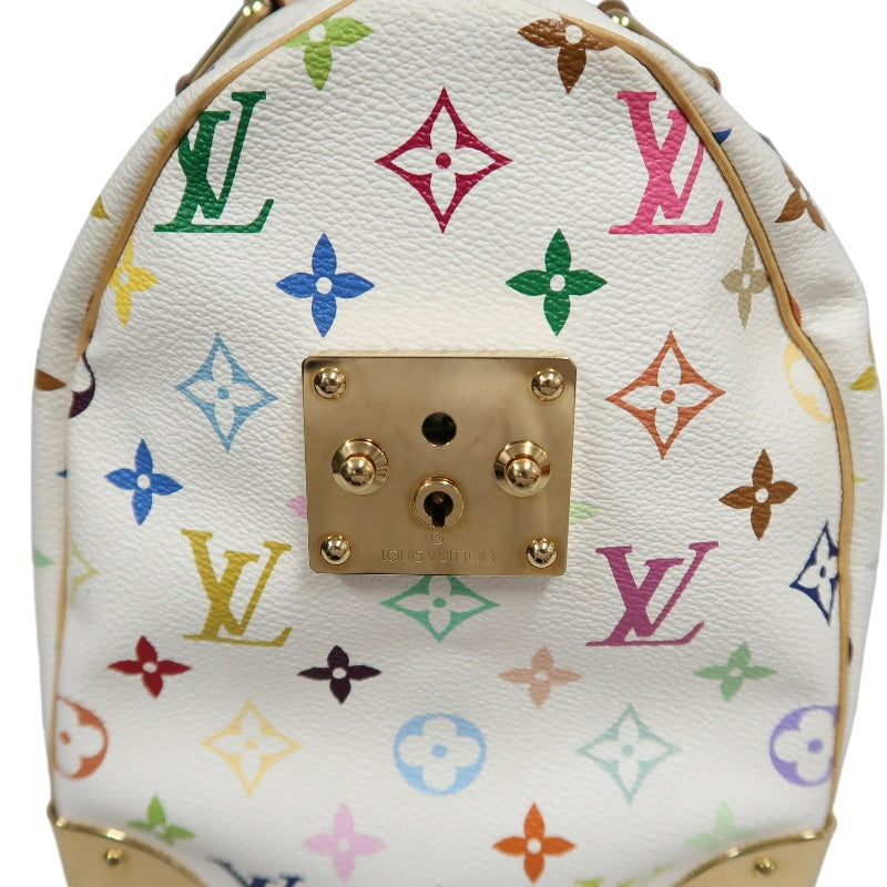 LOUIS VUITTON Monogram Multicolor Speedy 30 Handbag  White Multicolor Gold Hardware   with twoKeys Padlock