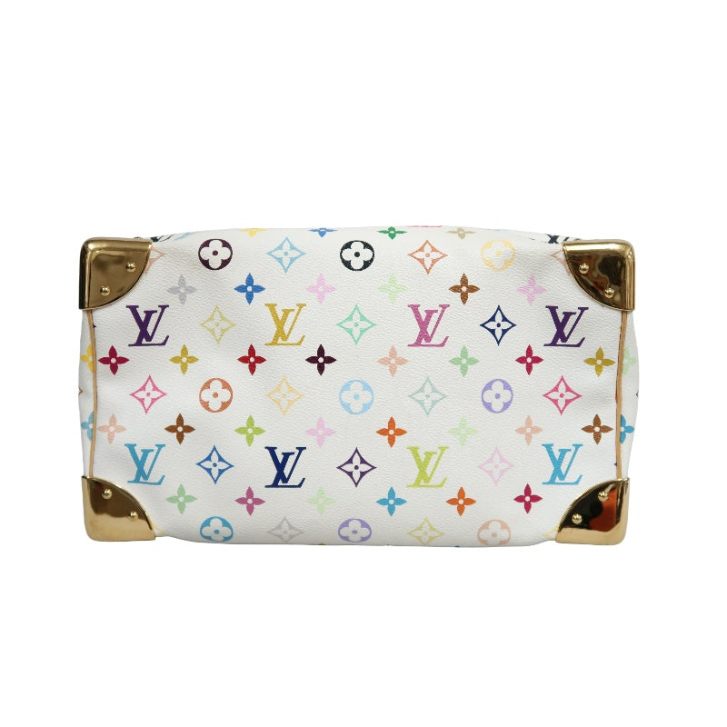 LOUIS VUITTON Monogram Multicolor Speedy 30 Handbag  White Multicolor Gold Hardware   with twoKeys Padlock