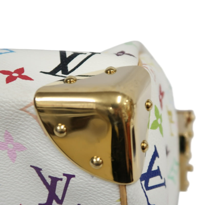 LOUIS VUITTON Monogram Multicolor Speedy 30 Handbag  White Multicolor Gold Hardware   with twoKeys Padlock