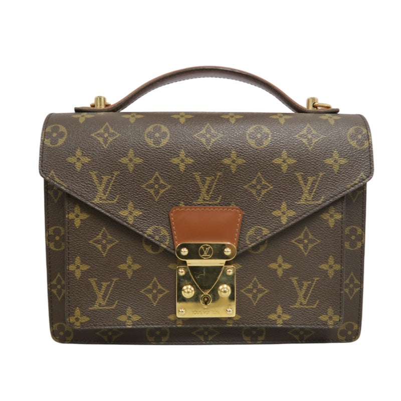 LOUIS VUITTON Monogram Monceau 26 Handbag 2way with Shoulder Strap Brown Gold Hardware