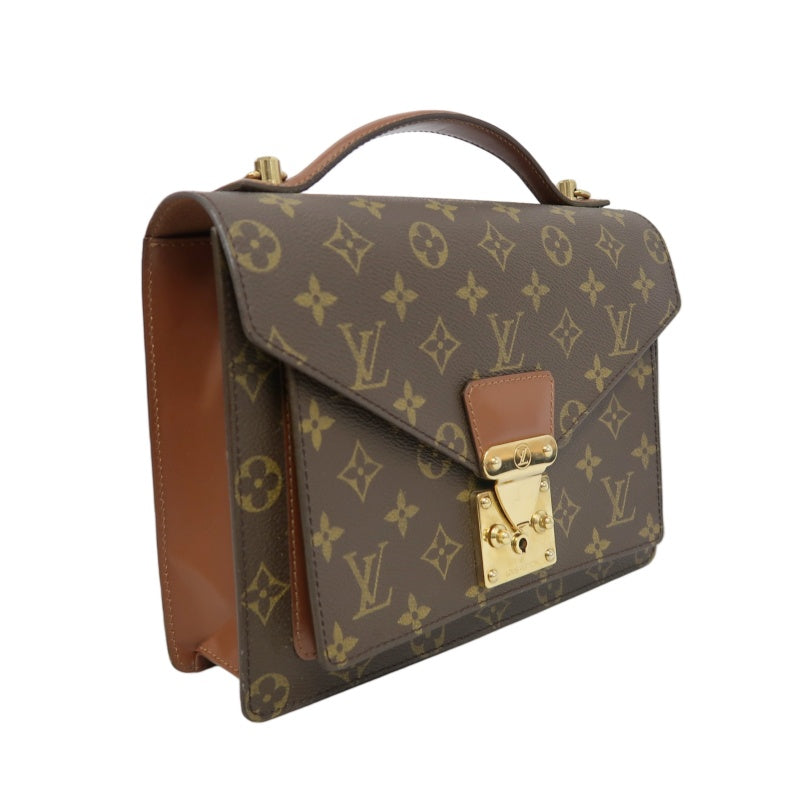 LOUIS VUITTON Monogram Monceau 26 Handbag 2way with Shoulder Strap Brown Gold Hardware