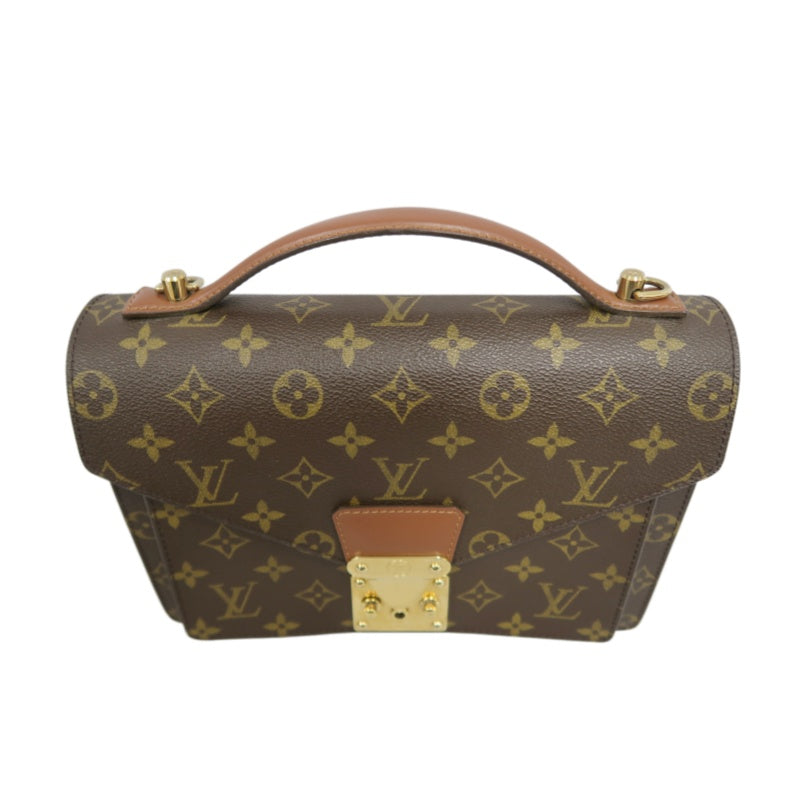 LOUIS VUITTON Monogram Monceau 26 Handbag 2way with Shoulder Strap Brown Gold Hardware