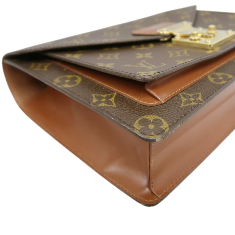 LOUIS VUITTON Monogram Monceau 26 Handbag 2way with Shoulder Strap Brown Gold Hardware