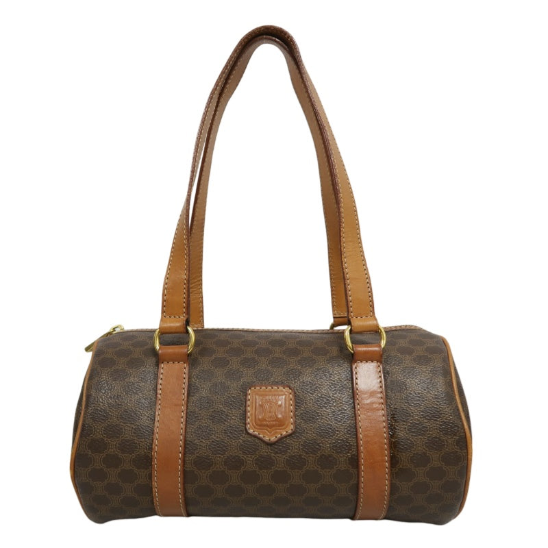 CELINE Macadam Mini Boston Bag Handbag Brown Gold Hardware