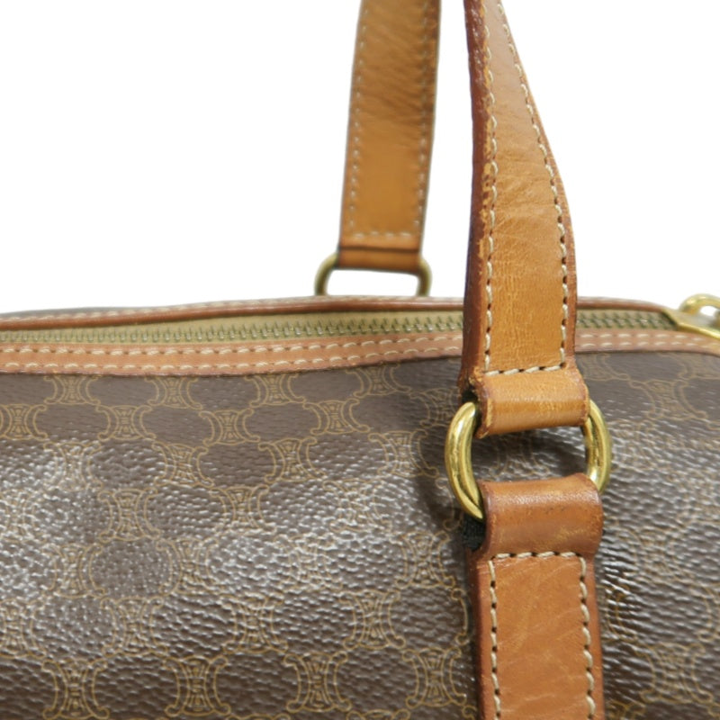 CELINE Macadam Mini Boston Bag Handbag Brown Gold Hardware