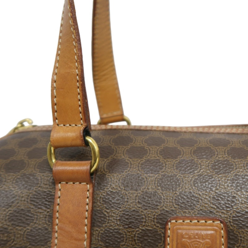 CELINE Macadam Mini Boston Bag Handbag Brown Gold Hardware