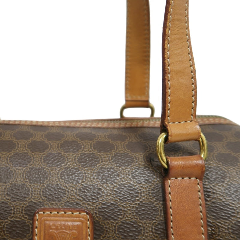 CELINE Macadam Mini Boston Bag Handbag Brown Gold Hardware