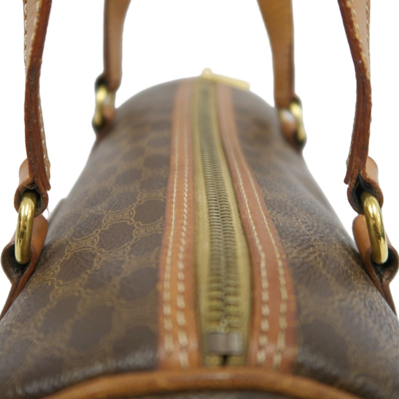 CELINE Macadam Mini Boston Bag Handbag Brown Gold Hardware