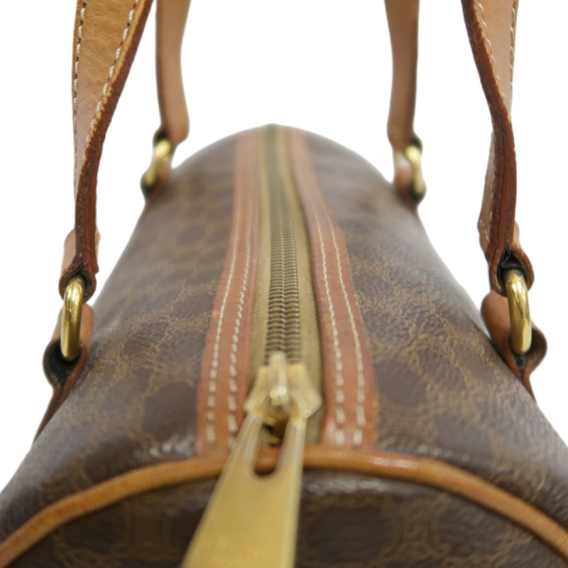 CELINE Macadam Mini Boston Bag Handbag Brown Gold Hardware