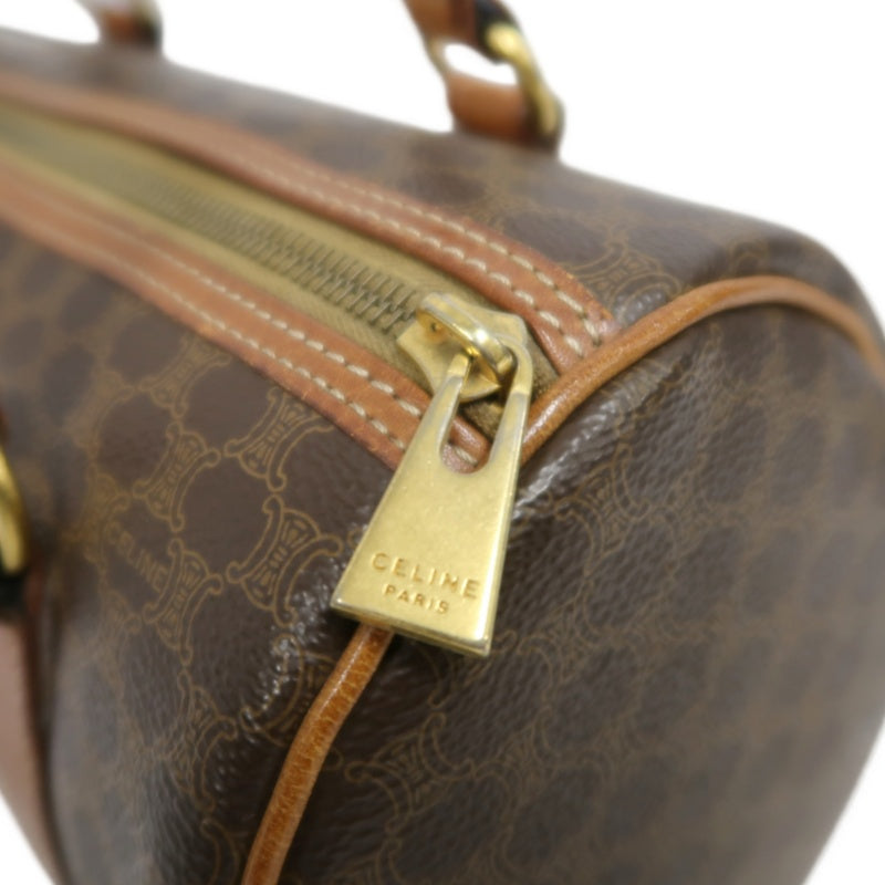 CELINE Macadam Mini Boston Bag Handbag Brown Gold Hardware