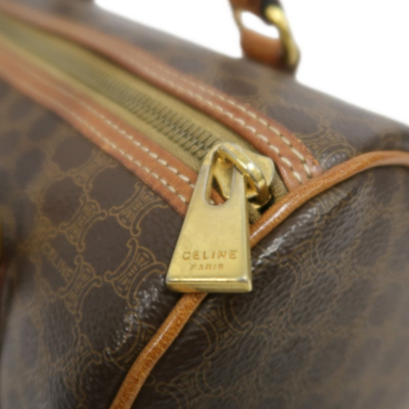 CELINE Macadam Mini Boston Bag Handbag Brown Gold Hardware