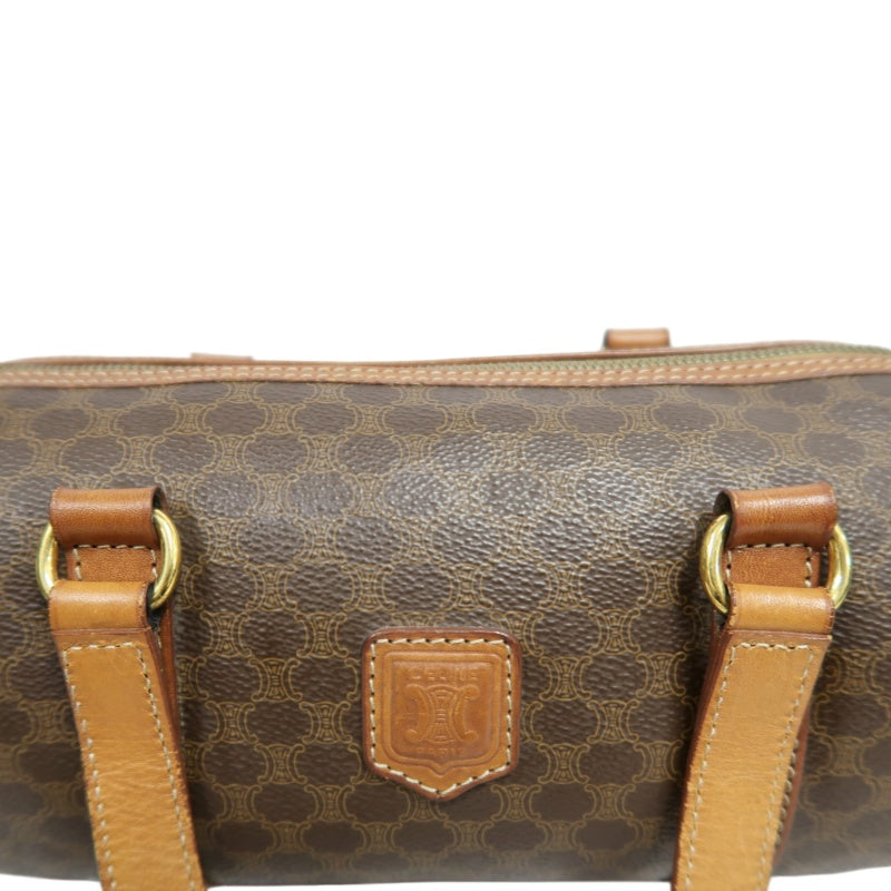 CELINE Macadam Mini Boston Bag Handbag Brown Gold Hardware