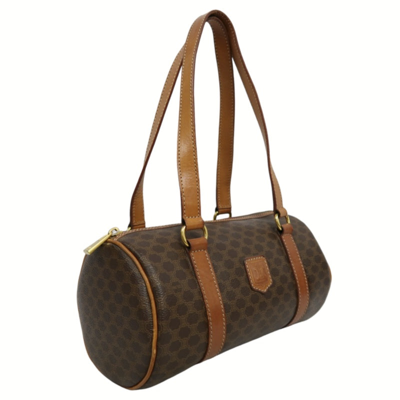 CELINE Macadam Mini Boston Bag Handbag Brown Gold Hardware