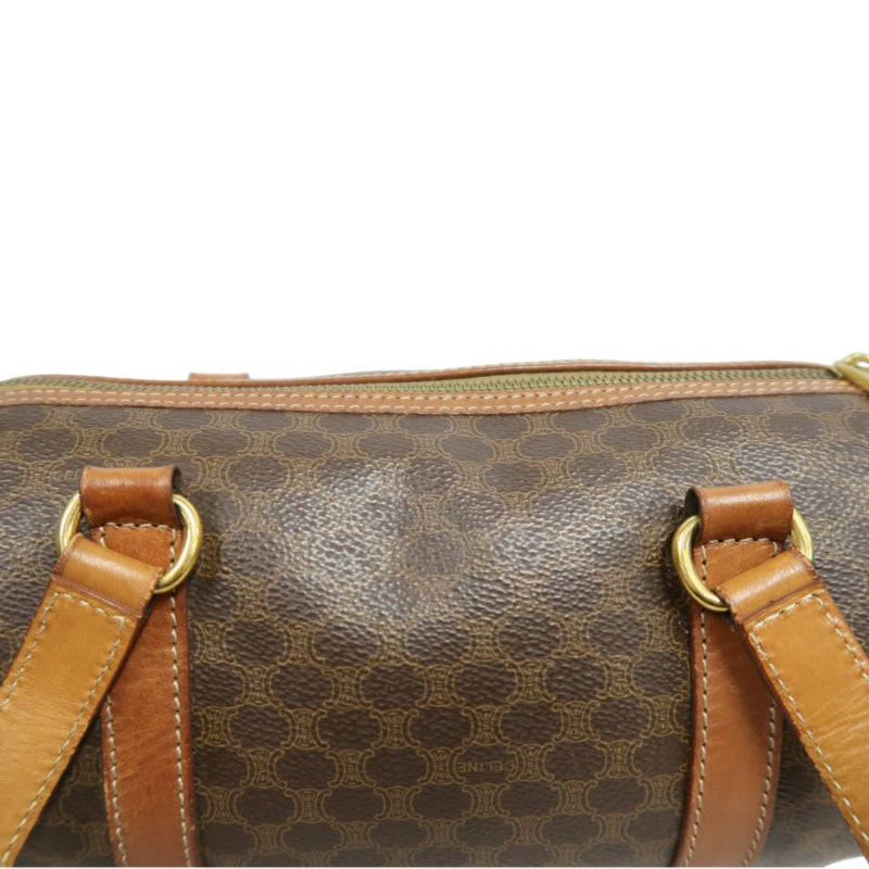 CELINE Macadam Mini Boston Bag Handbag Brown Gold Hardware