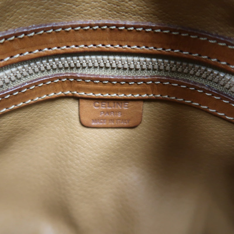 CELINE Macadam Mini Boston Bag Handbag Brown Gold Hardware