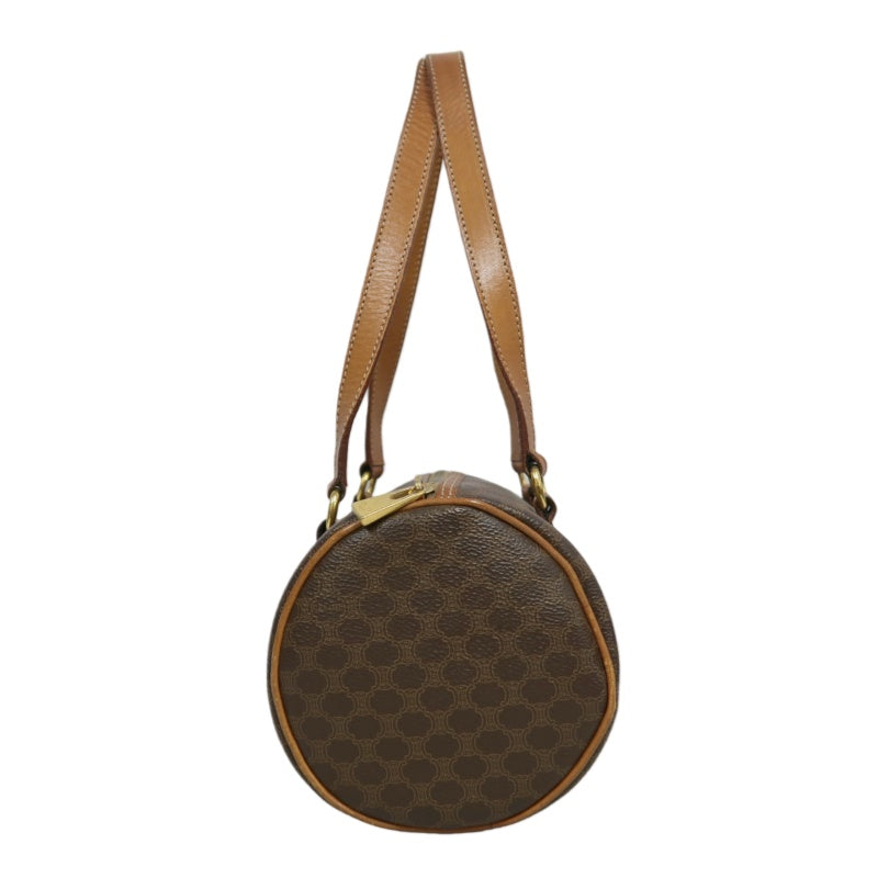 CELINE Macadam Mini Boston Bag Handbag Brown Gold Hardware
