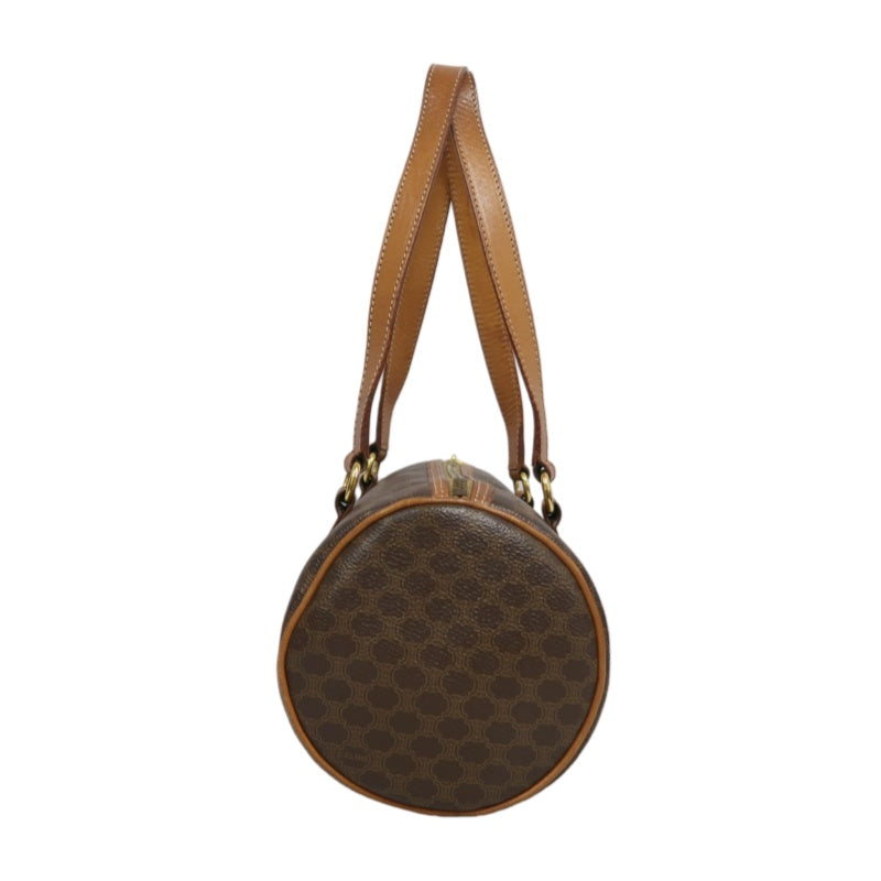 CELINE Macadam Mini Boston Bag Handbag Brown Gold Hardware