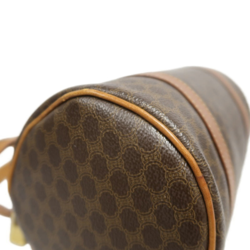 CELINE Macadam Mini Boston Bag Handbag Brown Gold Hardware