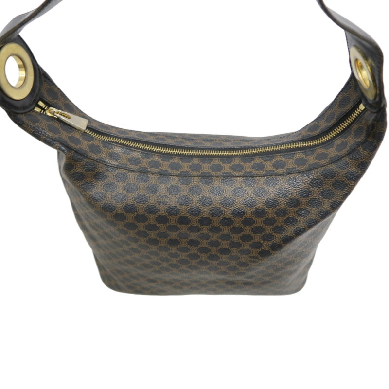 CELINE Macadam One Shoulder Bag Dark Brown Gold Hardware