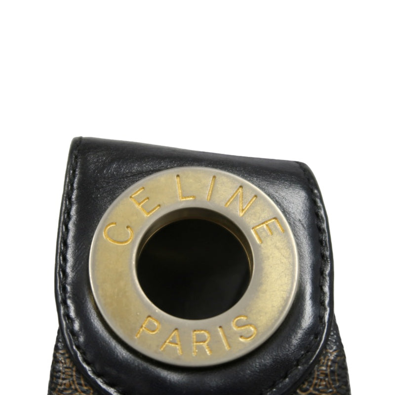 CELINE Macadam One Shoulder Bag Dark Brown Gold Hardware