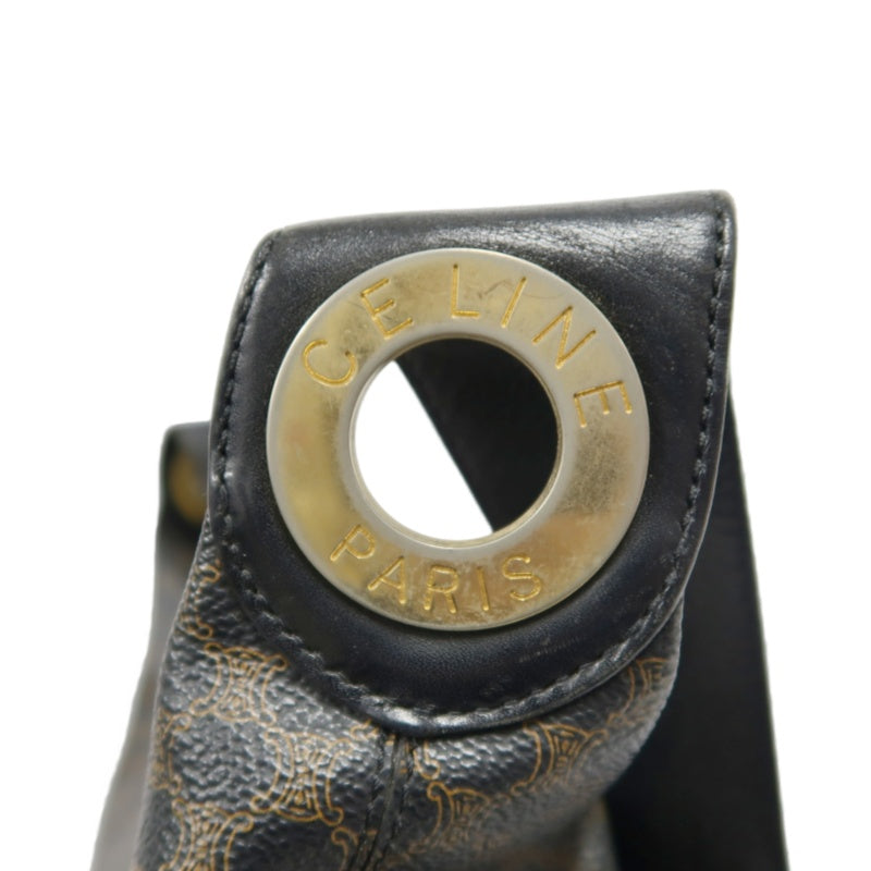 CELINE Macadam One Shoulder Bag Dark Brown Gold Hardware