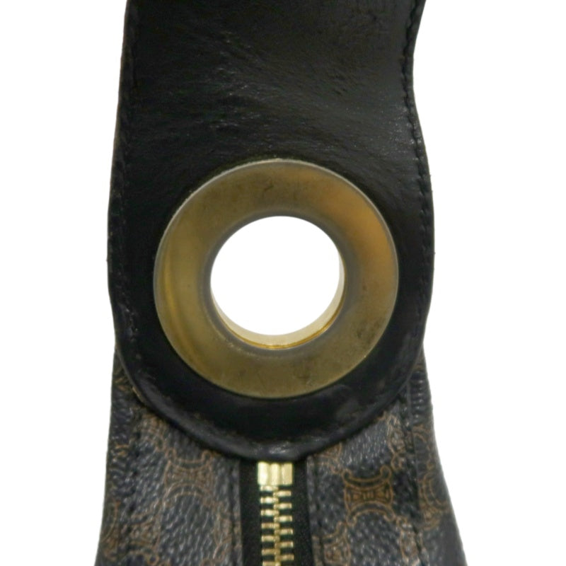 CELINE Macadam One Shoulder Bag Dark Brown Gold Hardware